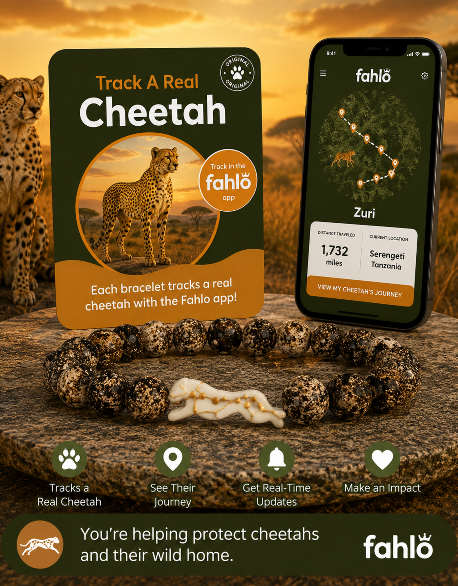 FAHLO FA SPRINT CHEETAH BRACELET   KALAHARI