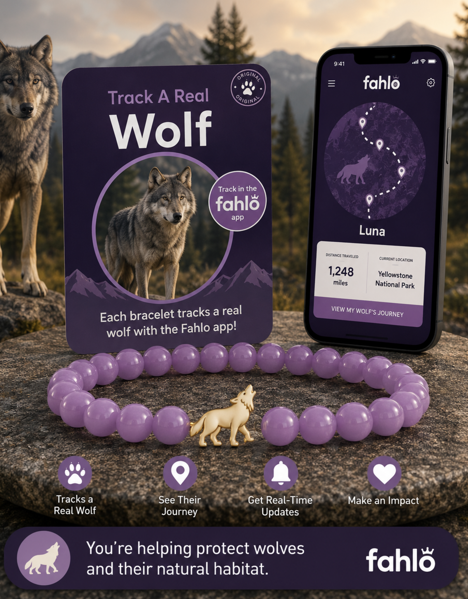 FAHLO FA SCOUT WOLF BRACELET LILAC GLOW