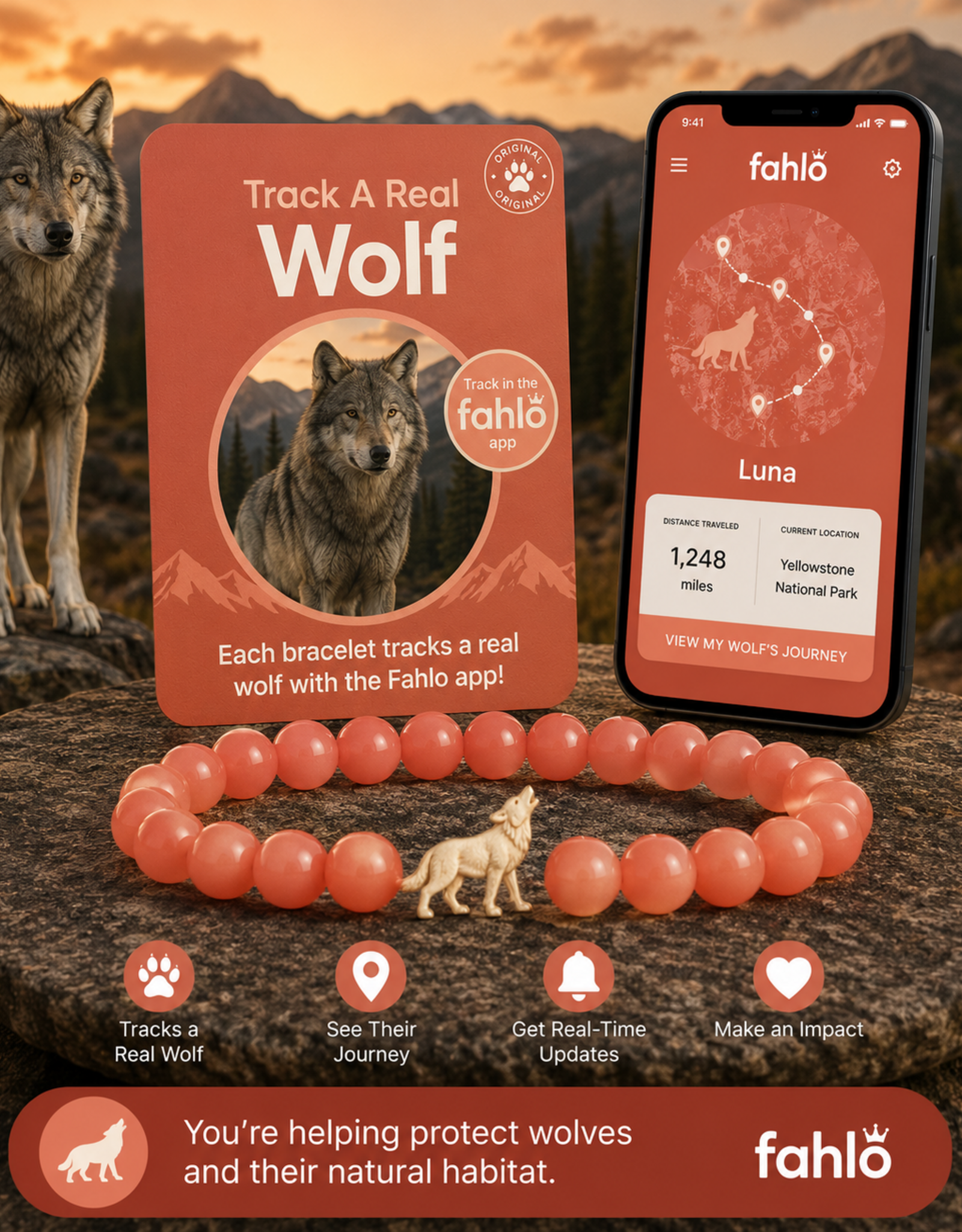 FAHLO FA SCOUT WOLF BRACELET SUNRISE GLOW