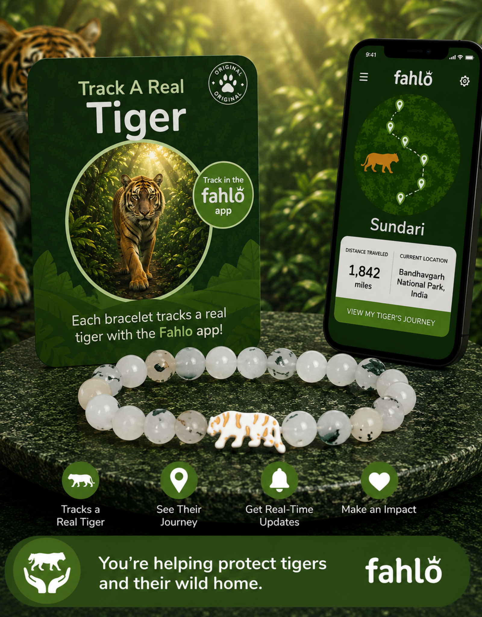 FAHLO FA PROWL TIGER BRACELET SIAM STONE