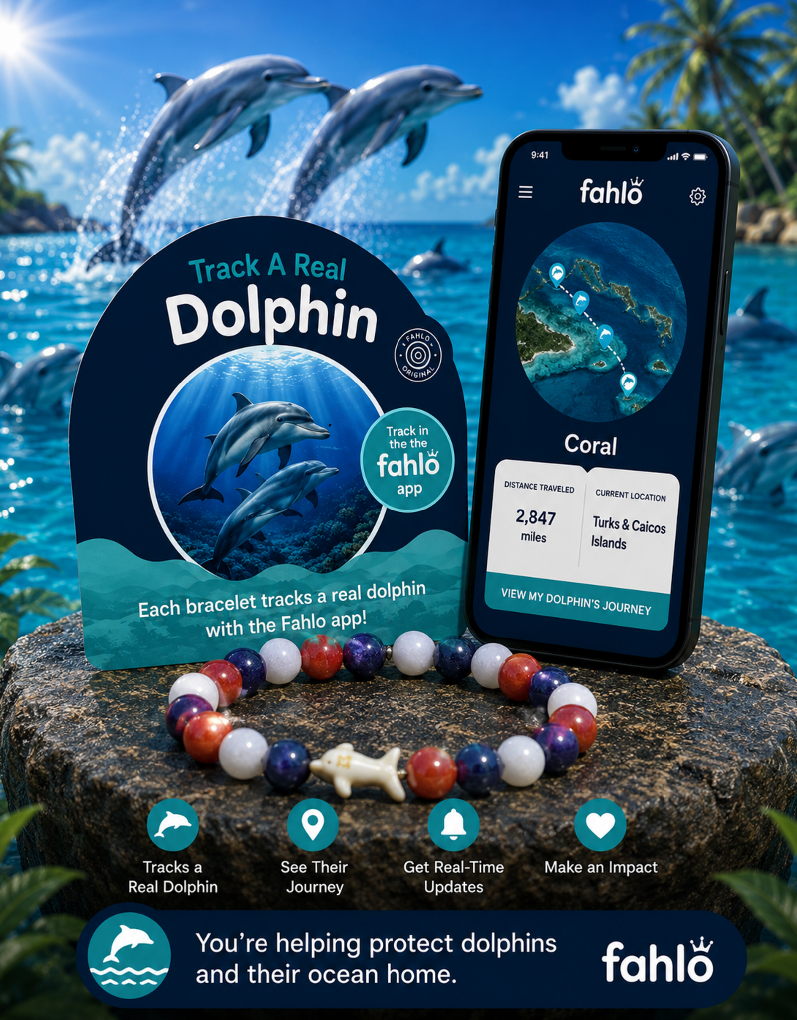 FAHLO FA DOLPHIN SUMMER STONE DOLPHIN