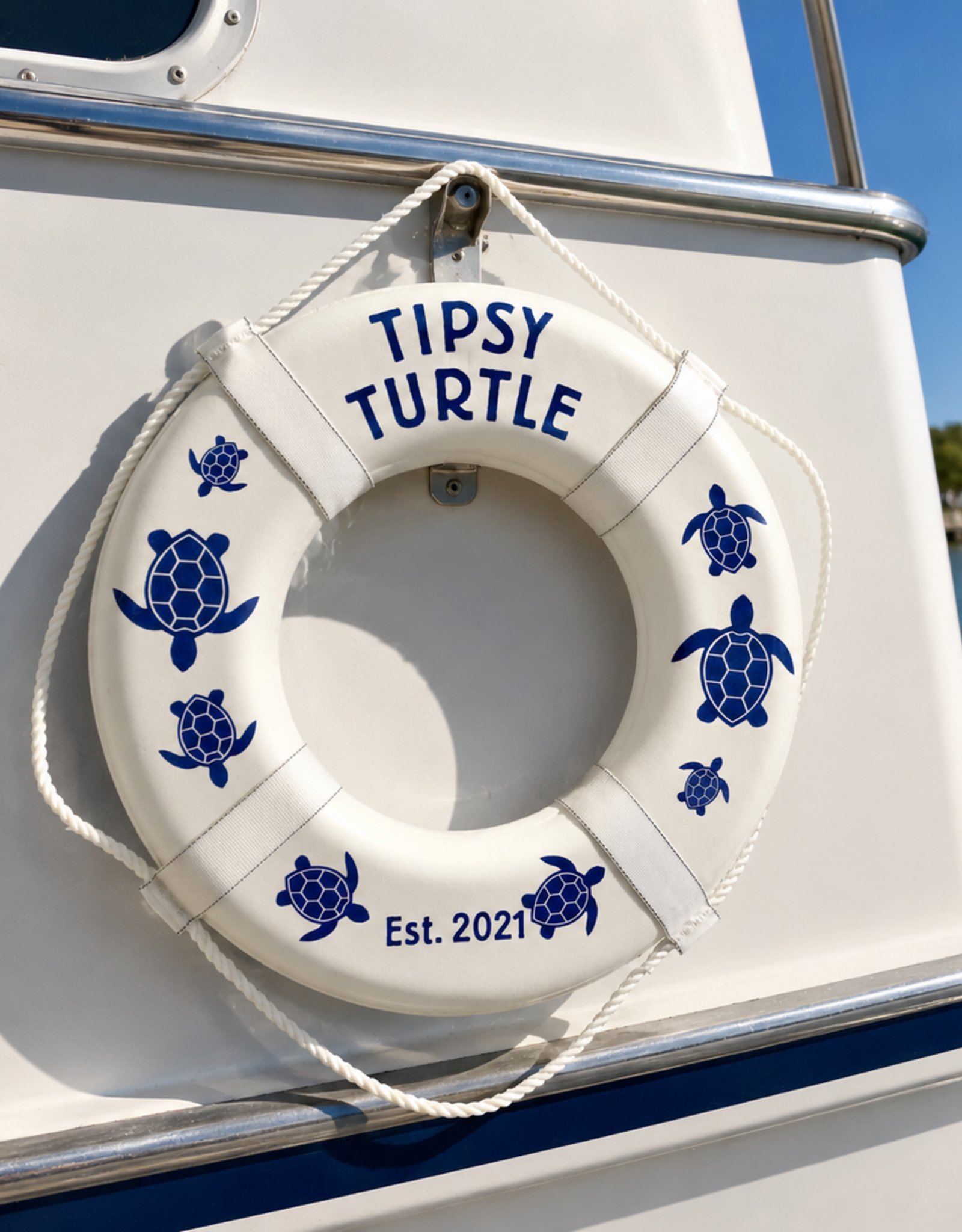 Jim Buoy CUSTOMIZED LIFE RING "TIPSY TURTLE"