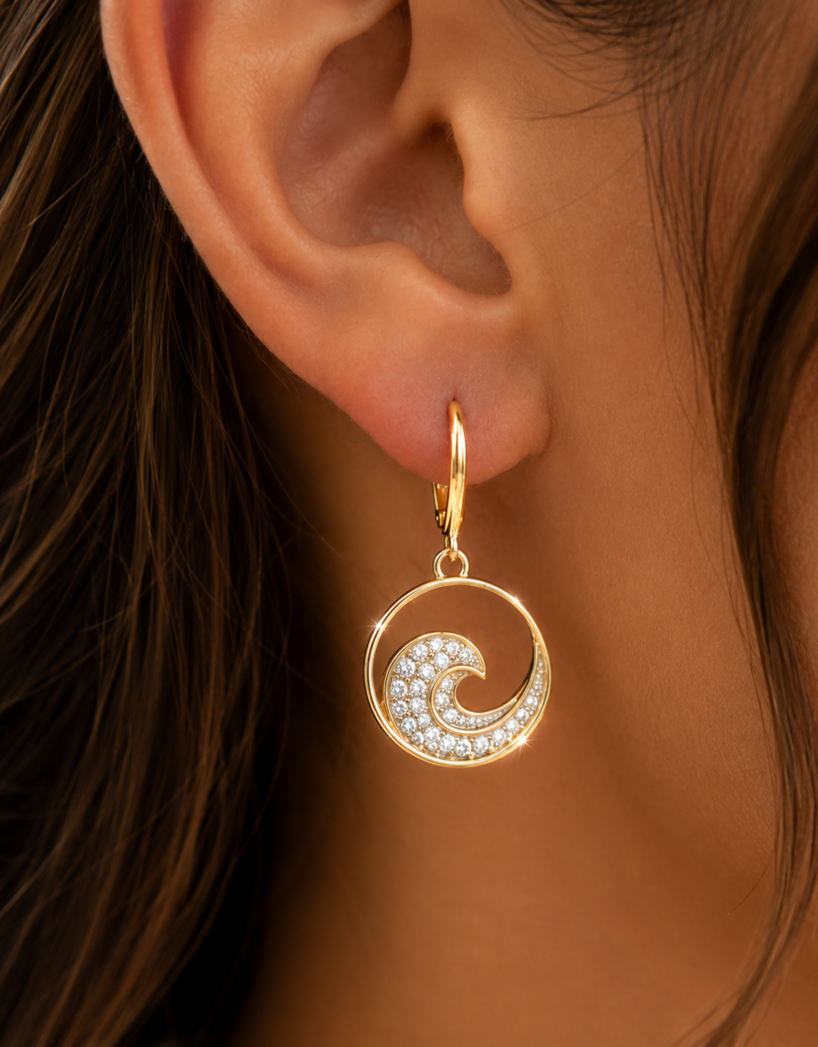 FLAIRCRAFT LIMITED FL DIAMOND WAVE HOOP EARRINGS 14K GOLD