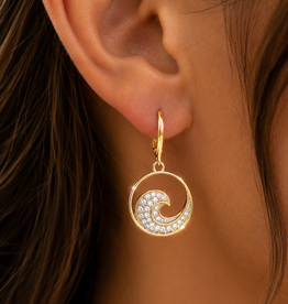 FLAIRCRAFT LIMITED FL DIAMOND WAVE HOOP EARRINGS 14K GOLD