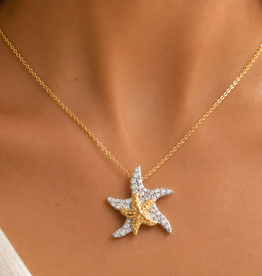FLAIRCRAFT LIMITED FL TWIN STARFISH NECKLACE 14K GOLD
