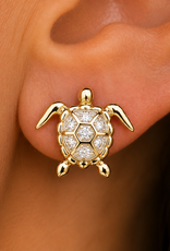 FLAIRCRAFT LIMITED FL DIAMOND TURTLE STUD EARRINGS 14K GOLD
