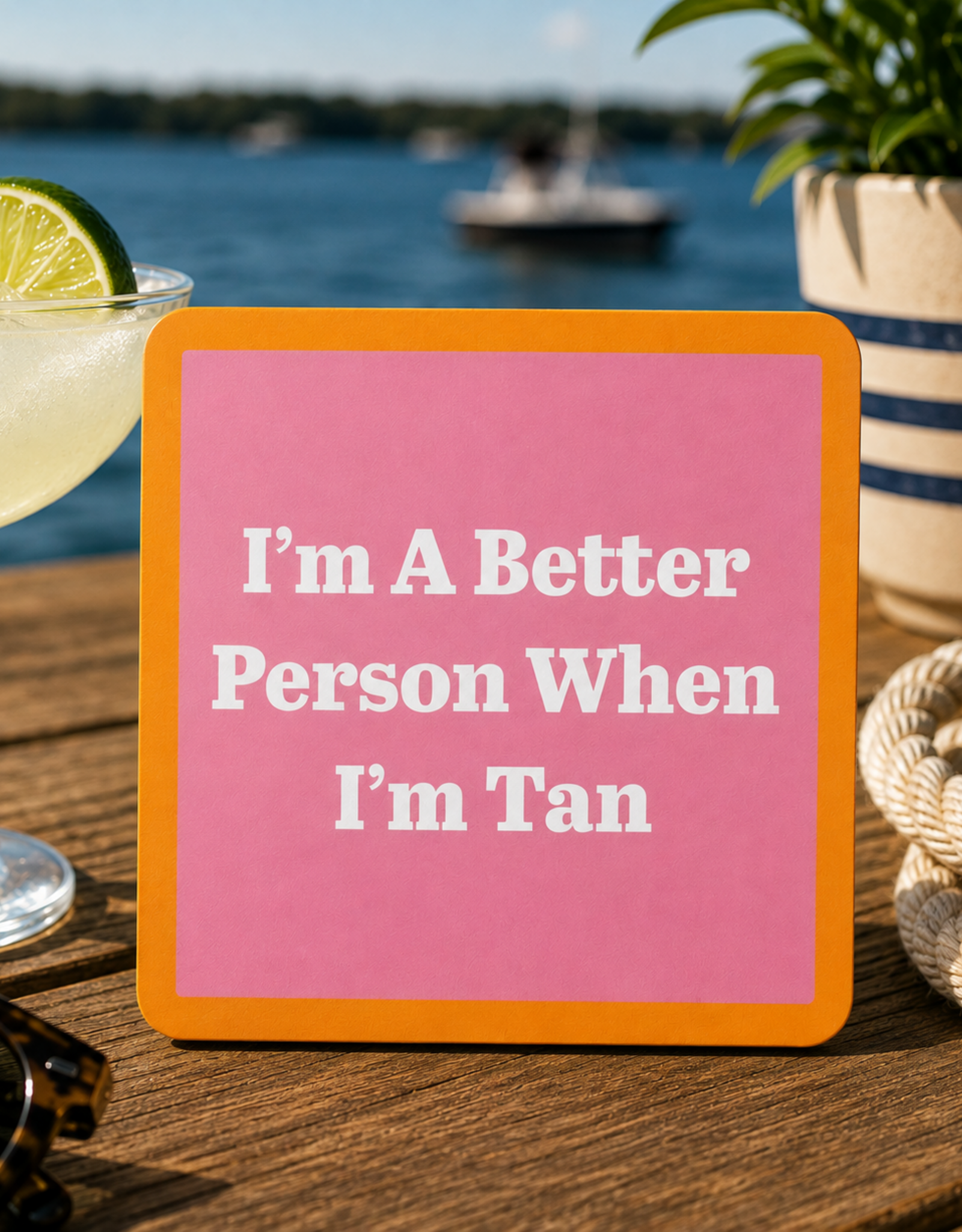 IAMTRA/DRINKS ON ME ID COASTER BEACH TAN