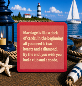 IAMTRA/DRINKS ON ME MARRIAGE DECK OF CARDS COASTER
