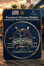 BUCKET WONDERS BW BOATHOUSE CHROME SHIPS WHEEL STICKER BLUE