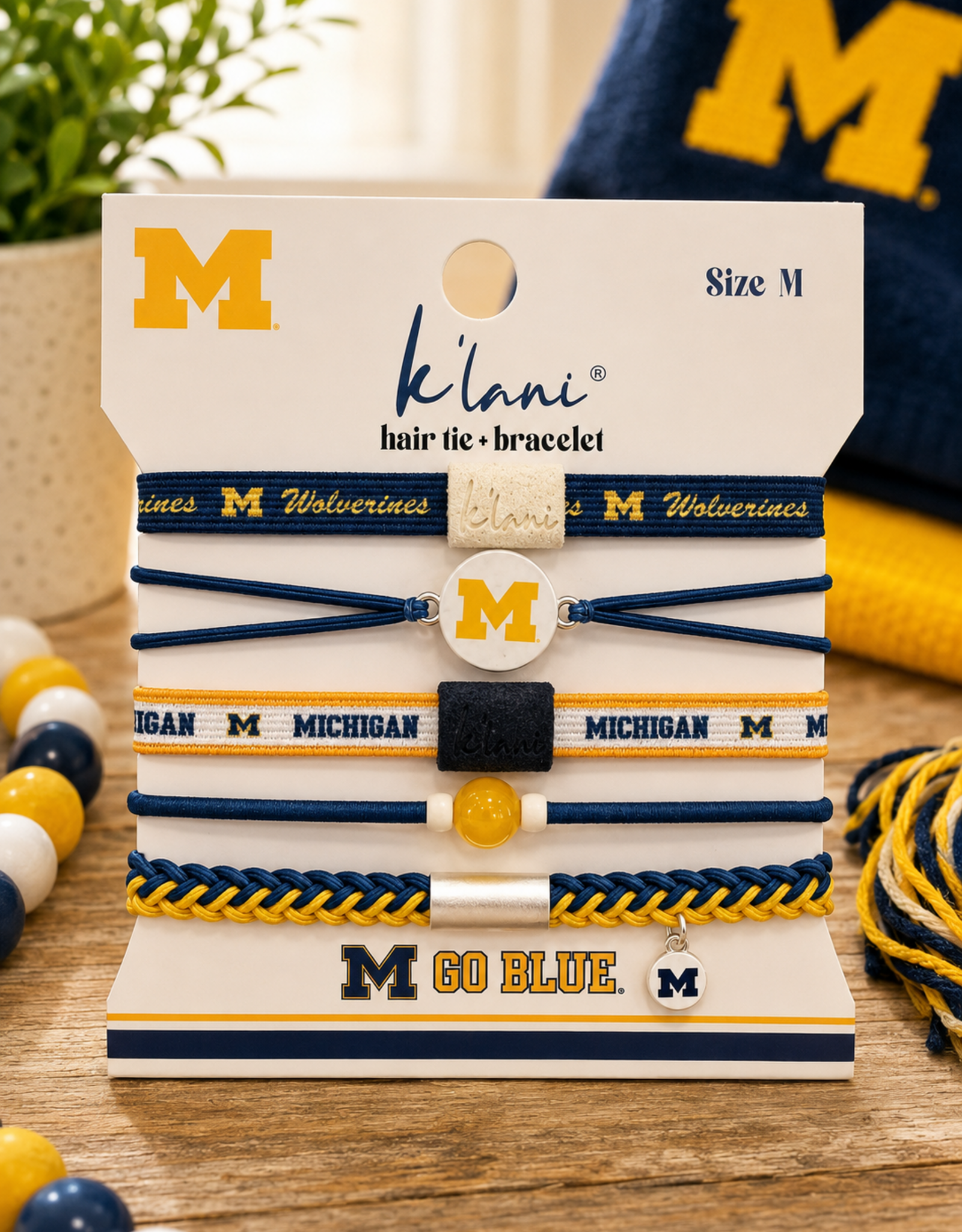 KLANI  UNIVERSITY OF  MICHIGAN BRACELET/HAIR TIES MEDIUM