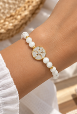 FLAIRCRAFT LIMITED SAND DOLLAR BRACELET WHITE AGATE 14KT GOLD