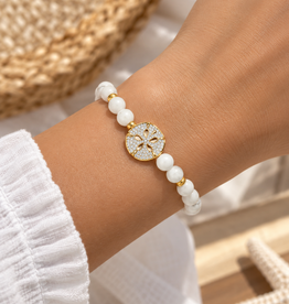 FLAIRCRAFT LIMITED SAND DOLLAR BRACELET WHITE AGATE 14KT GOLD