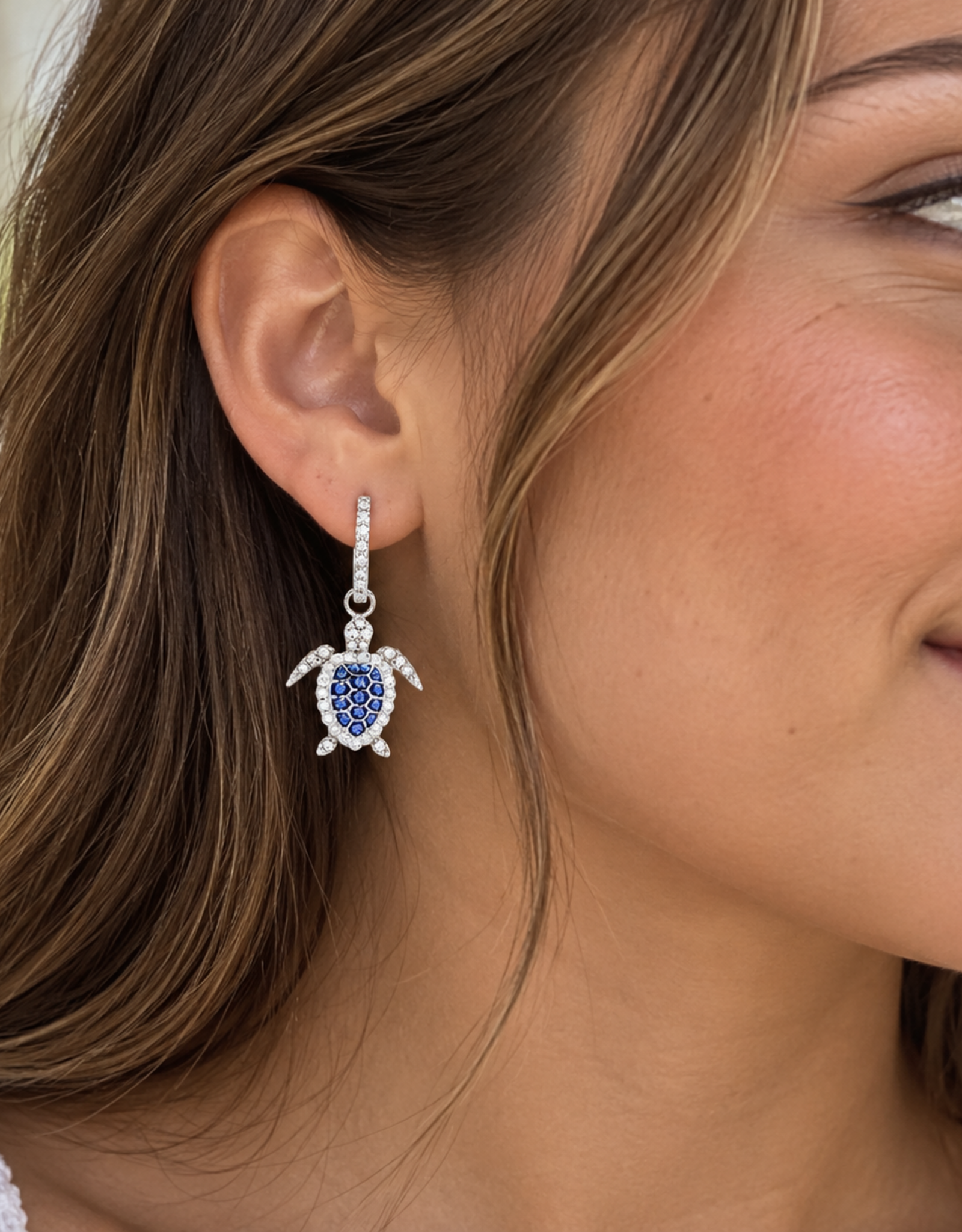 FLAIRCRAFT LIMITED SAPPHIRE BLUE TURTLE EARRINGS