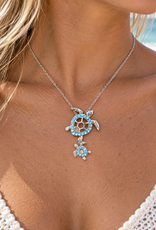 FLAIRCRAFT LIMITED TURTLE NECKLACE AQUA STERLING SILVER