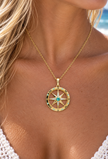 FLAIRCRAFT LIMITED LIGHT BLUE COMPASS NECKLACE 14KT GOLD