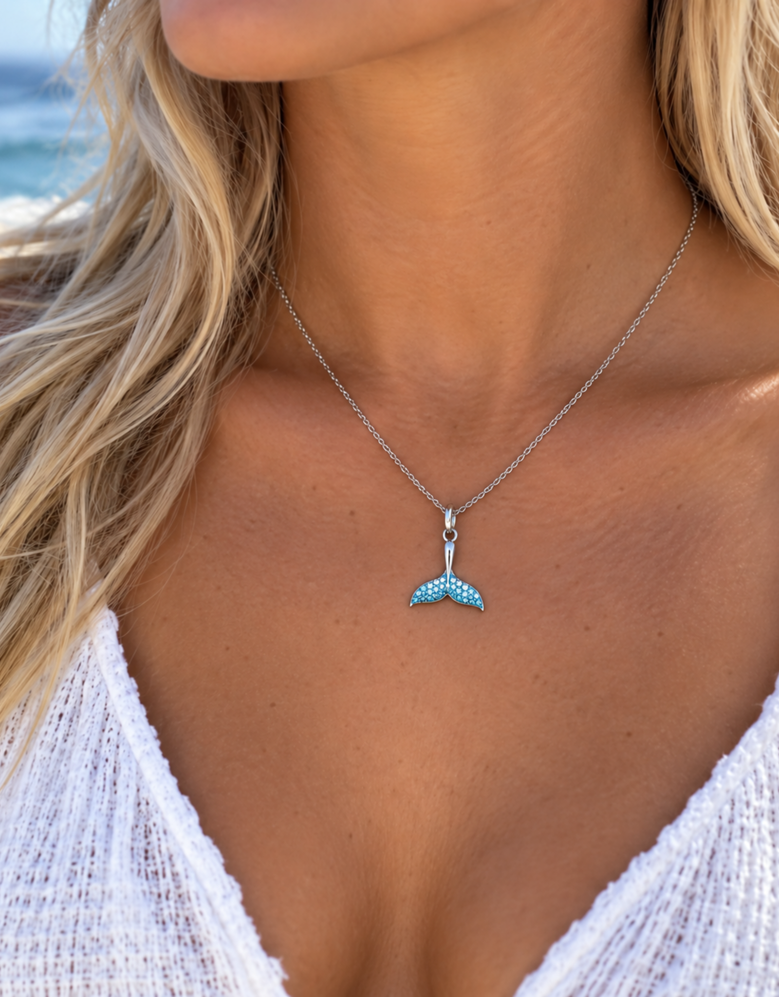 FLAIRCRAFT LIMITED WHALE TAIL MINI NECKLACE AQUA