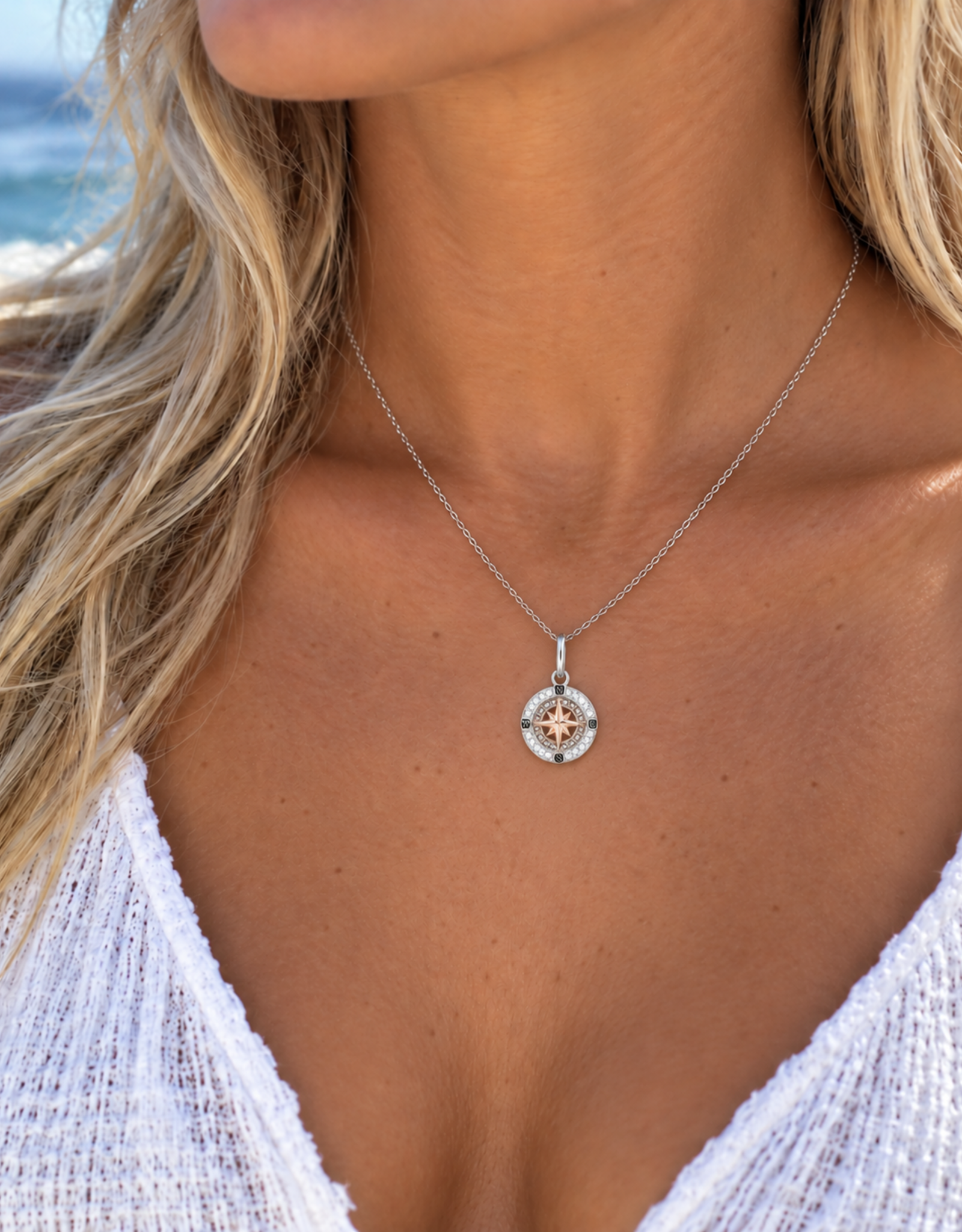 FLAIRCRAFT LIMITED COMPASS MINI NECKLACE WHITE