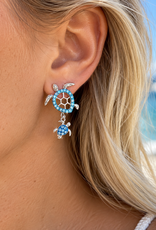 FLAIRCRAFT LIMITED TURTLE EARRINGS AQUA STERLING SILVER