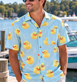 UZZI ACTIVE WEAR BH HAWAIIAN STRETCH DUCK BUTTON DOWN SHIRT