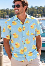 UZZI ACTIVE WEAR BH HAWAIIAN STRETCH DUCK BUTTON DOWN SHIRT