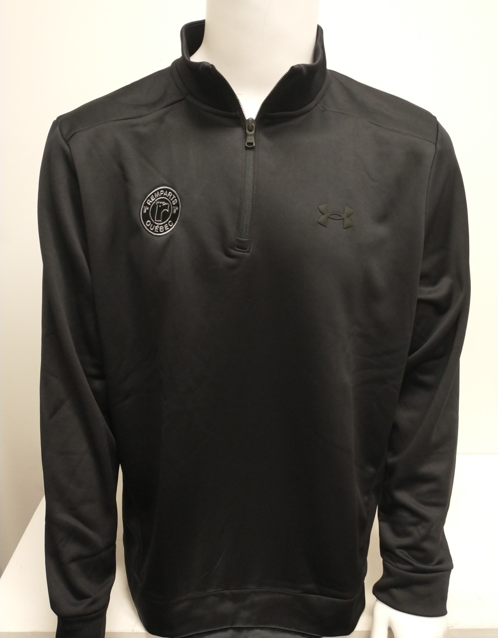 1/4 Zip Noir Logo Gris