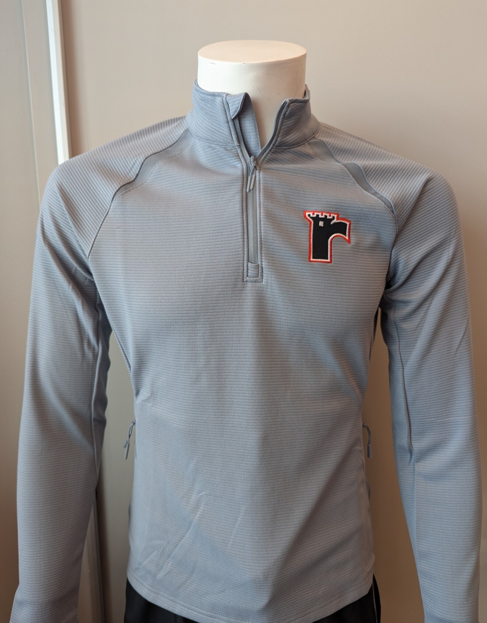 1/4 Zip Gris Femme Logo R