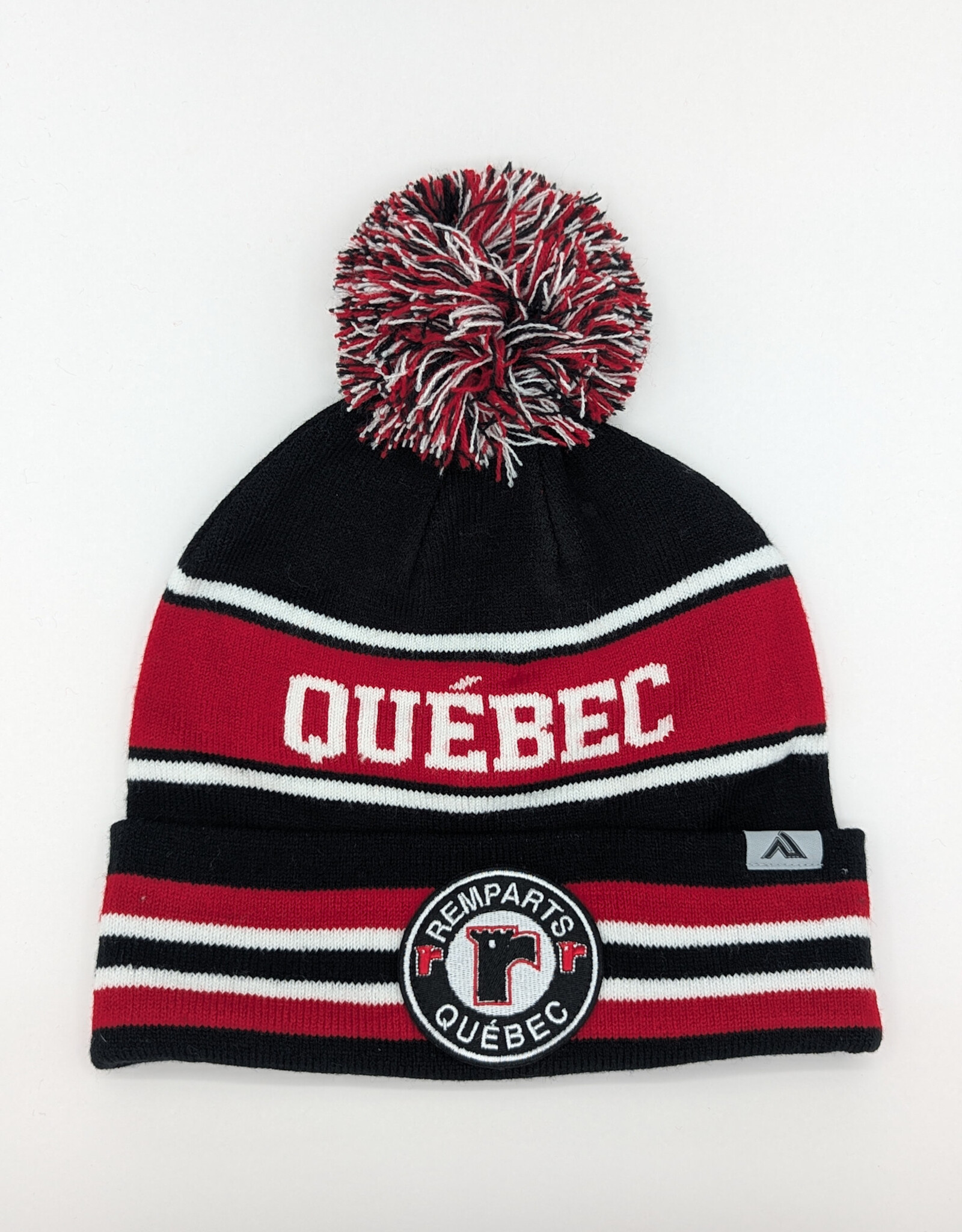 Tuque Noir-Rouge Pompon Quebec