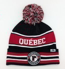 Tuque Noir-Rouge Pompon Quebec