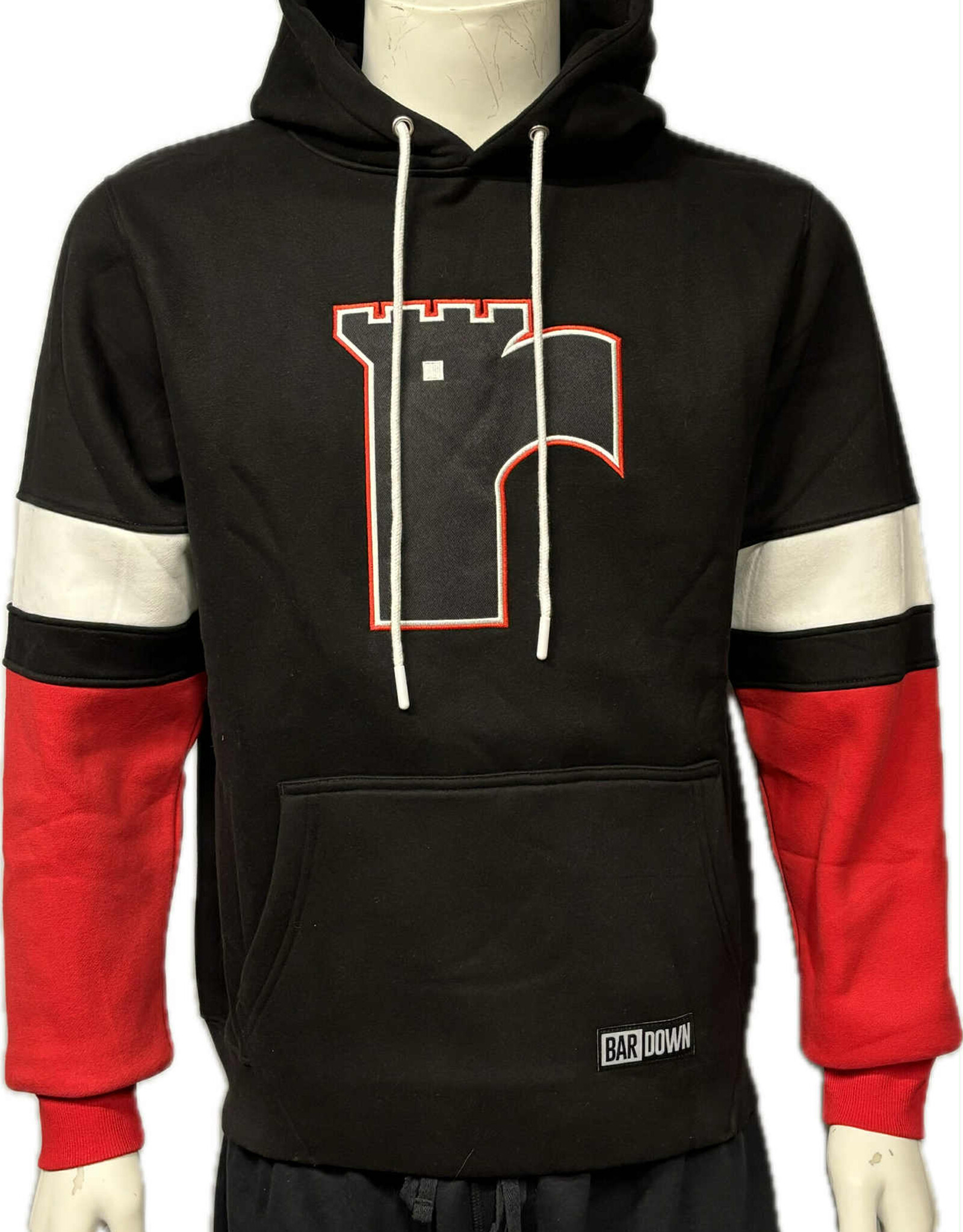 Hoodie Noir Manches Rouges