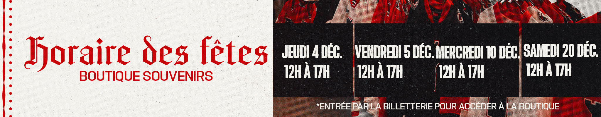 Horaire des Fêtes 2025