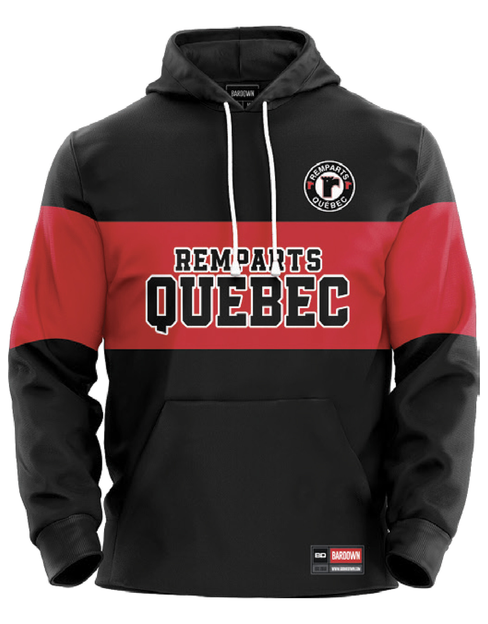 Hoodie Sublimé Noir Bande Rouge  Enfant