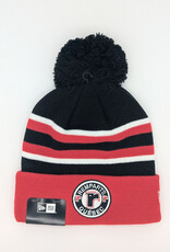 Tuque Noire-Rouge Ligné Blanc