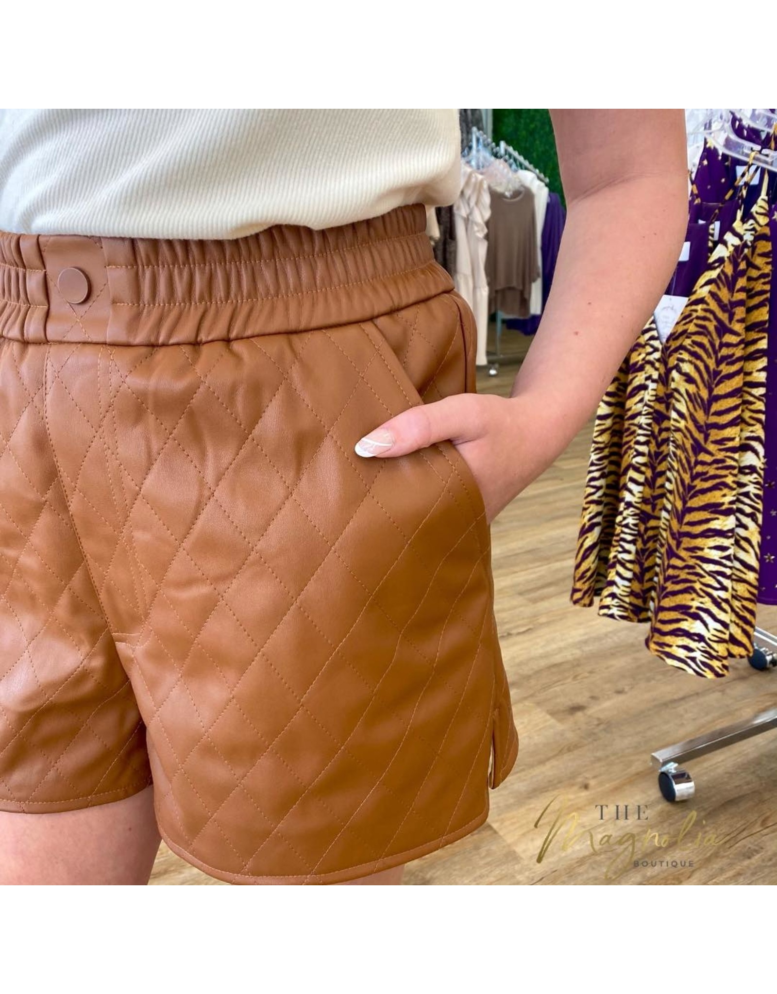 Camel Faux Leather Diamond Stitch 