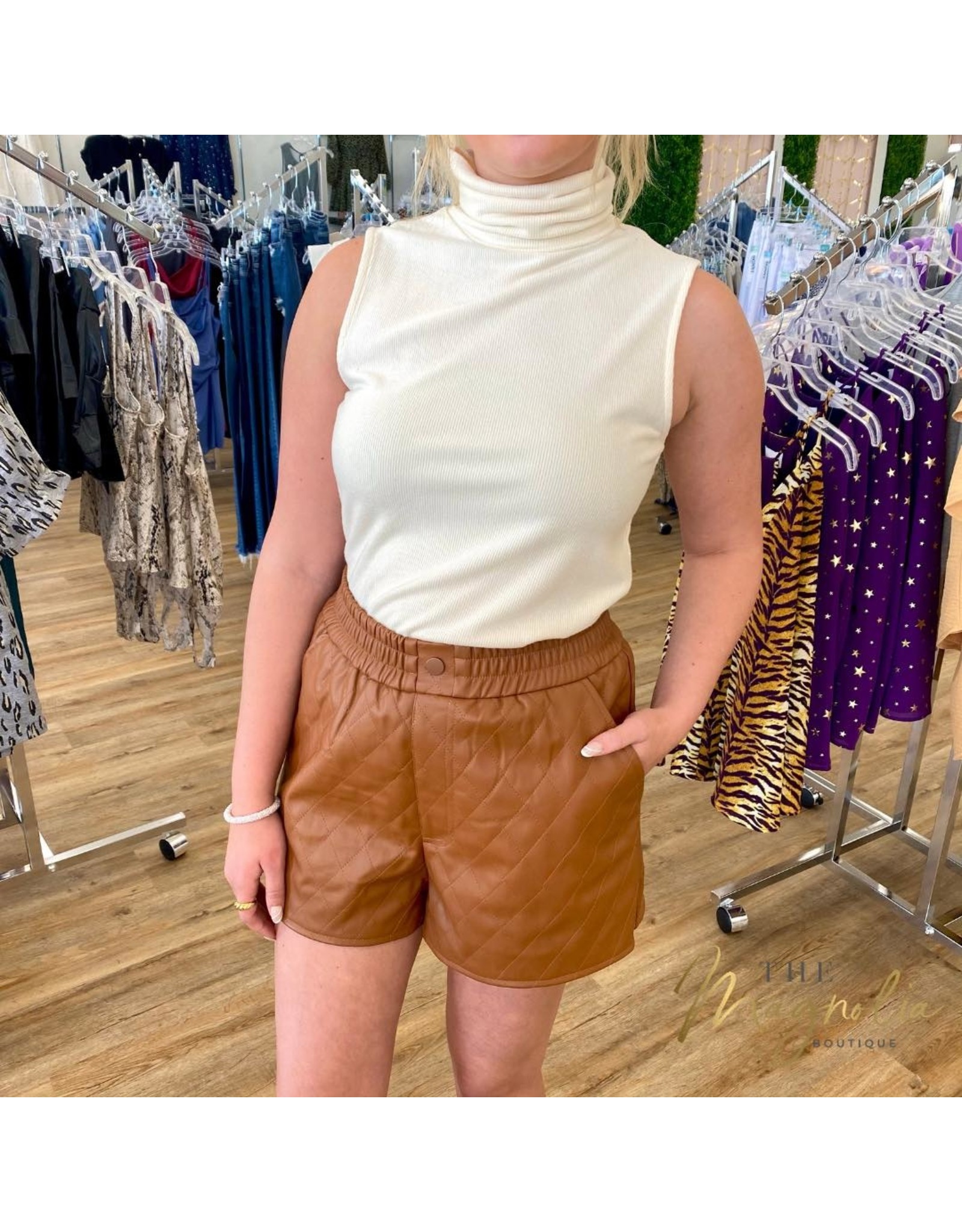 Camel Faux Leather Diamond Stitch 