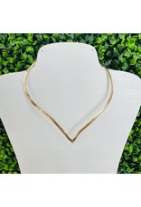 Gold Herringbone V Necklace