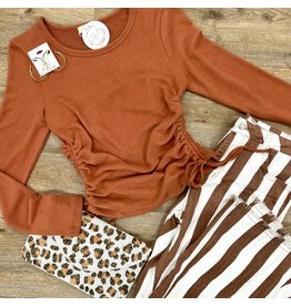 Rust Long Sleeved Ruched Top