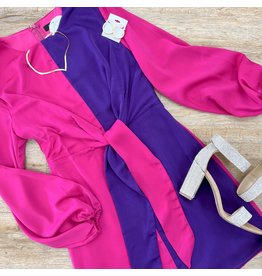 Fuchsia Purple Colorblock Dress