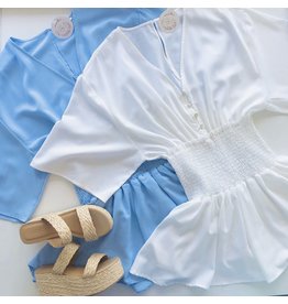 Off White Smocked Waist Romper