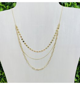 Gold Triple Layer Circle Necklace