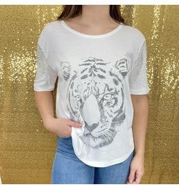 White Tiger Studded Top