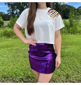 Purple Gold Stripe Sequin Skirt