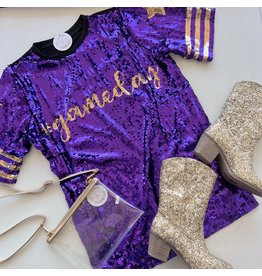 Purple Sequin Game Day Dress - OS