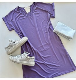 Cap Sleeve Pocket Dress - Grape