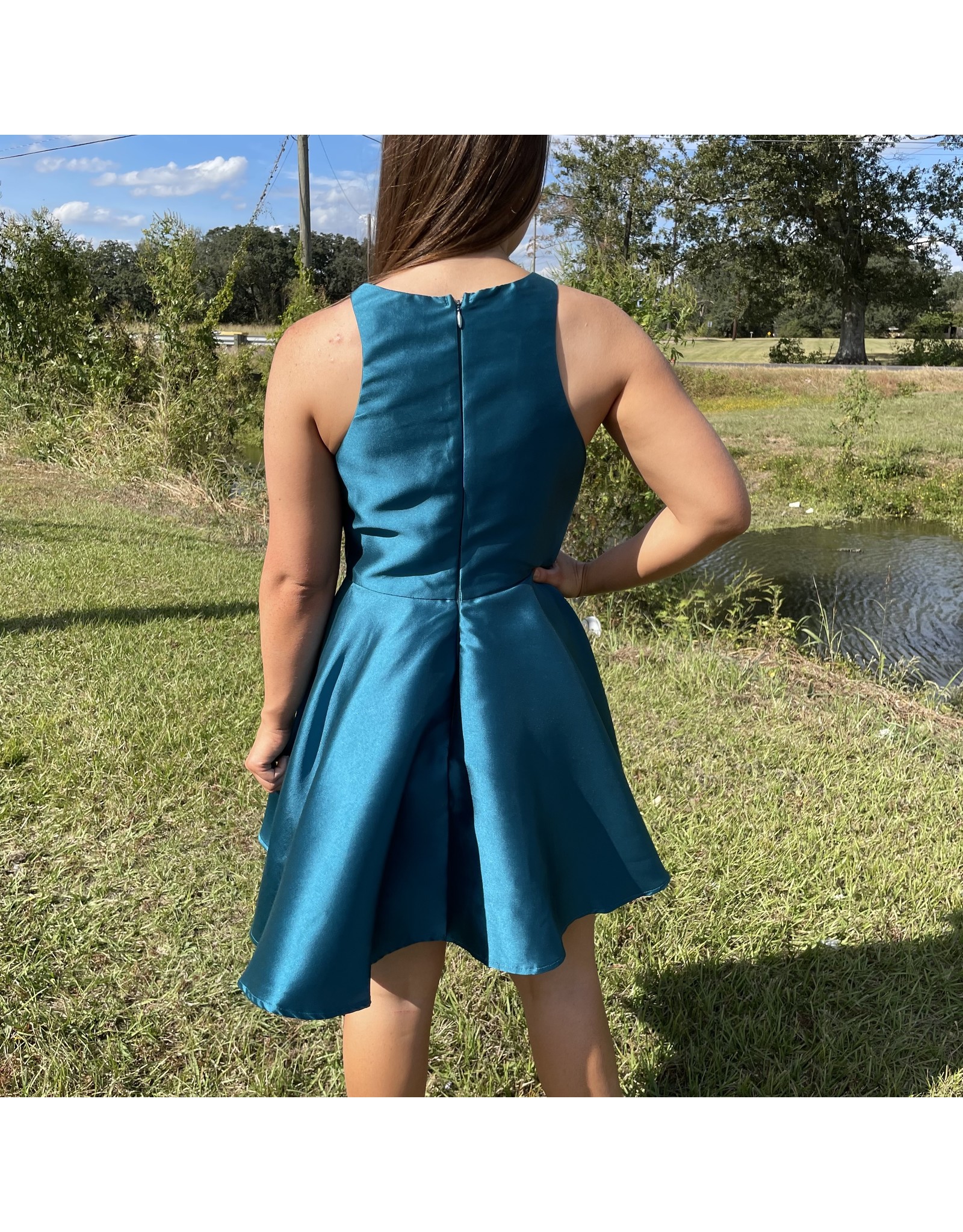 Teal Sleeveless Party Dress