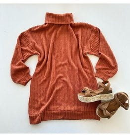 Tween Rust Cable Knit Tunic Dress