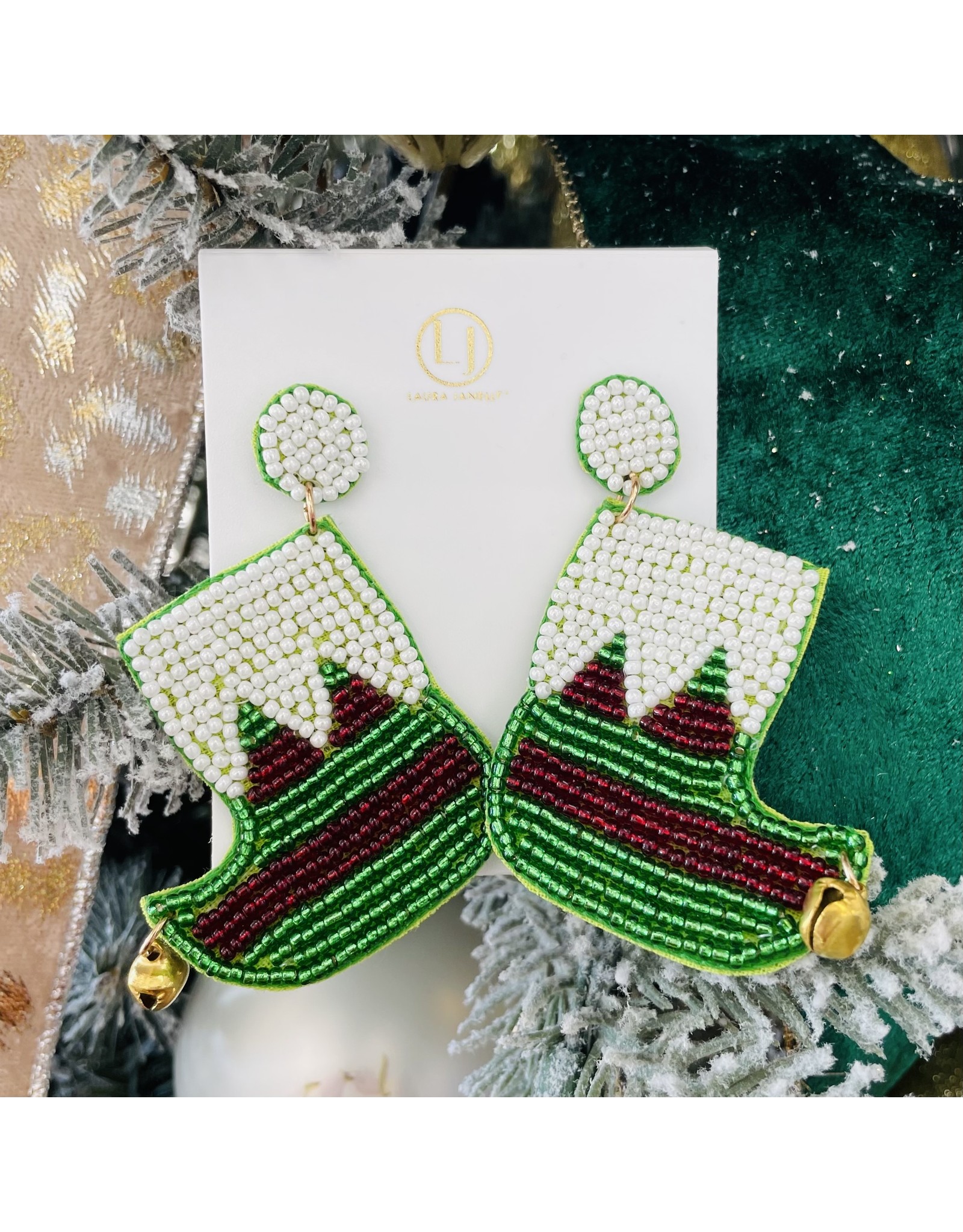 Christmas Green Elf Shoe Earrings