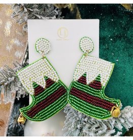 Christmas Green Elf Shoe Earrings