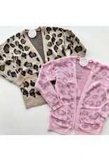 Tween Pink Leopard Open Front Cardigan