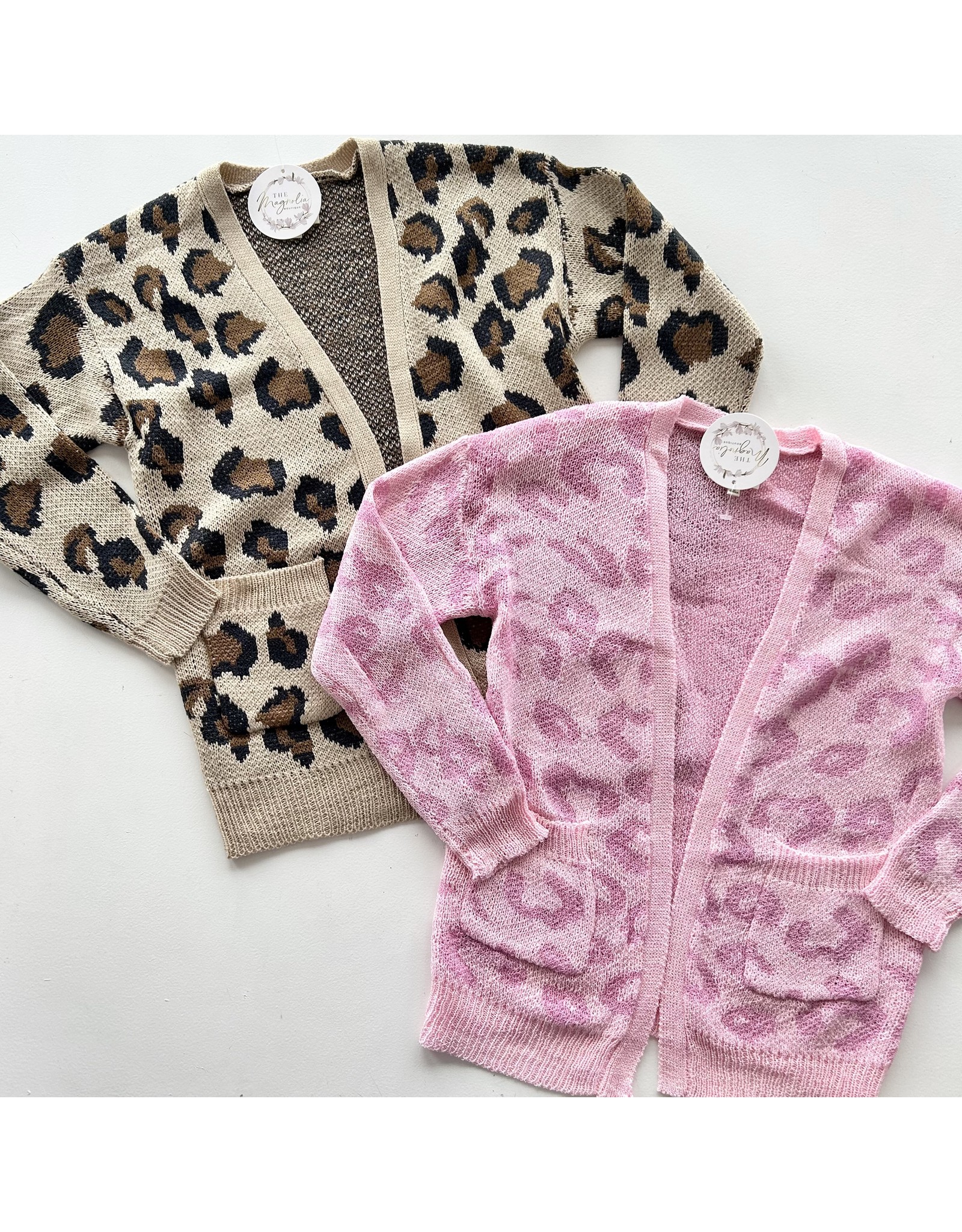 Tween Pink Leopard Open Front Cardigan