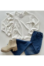 Tween White Ruffle Sleeve Sweater